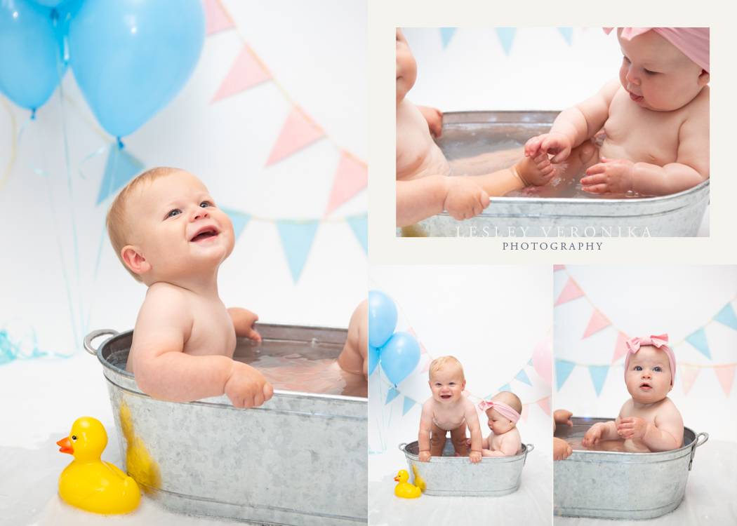 family photos, baby portraits, Wilmington NC family photographer, Smash Cake, Bubble Bath, Twins Birthday