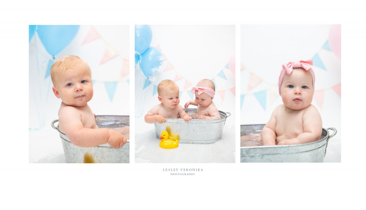 family photos, baby portraits, Wilmington NC family photographer, Smash Cake, Bubble Bath, Twins Birthday