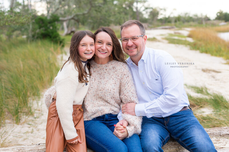 family photographer, family of three, carolina beach state park session