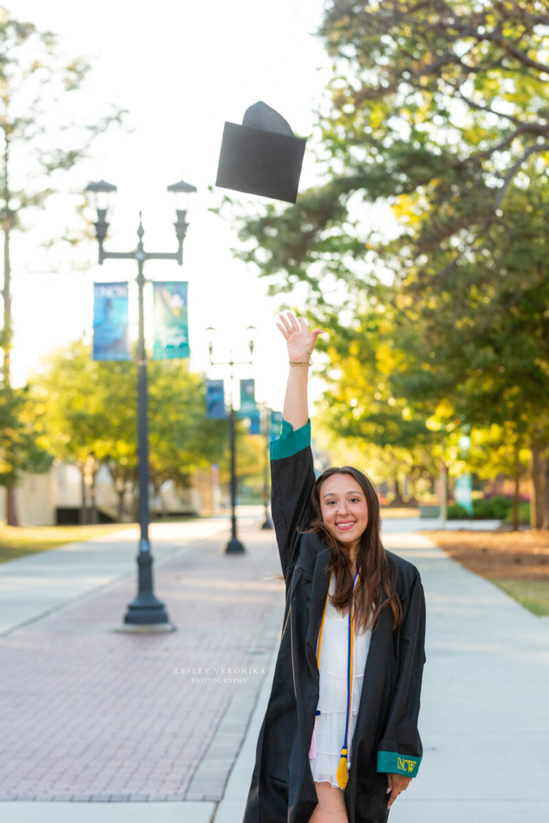 UNCW, graduation portraits, grad, cap and gown session, college graduation, University of North Carolina at Wilmington, ILM, Wilmington NC