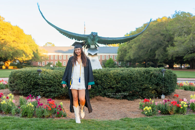 UNCW, graduation portraits, grad, cap and gown session, college graduation, University of North Carolina at Wilmington, ILM, Wilmington NC, the seahawk, 