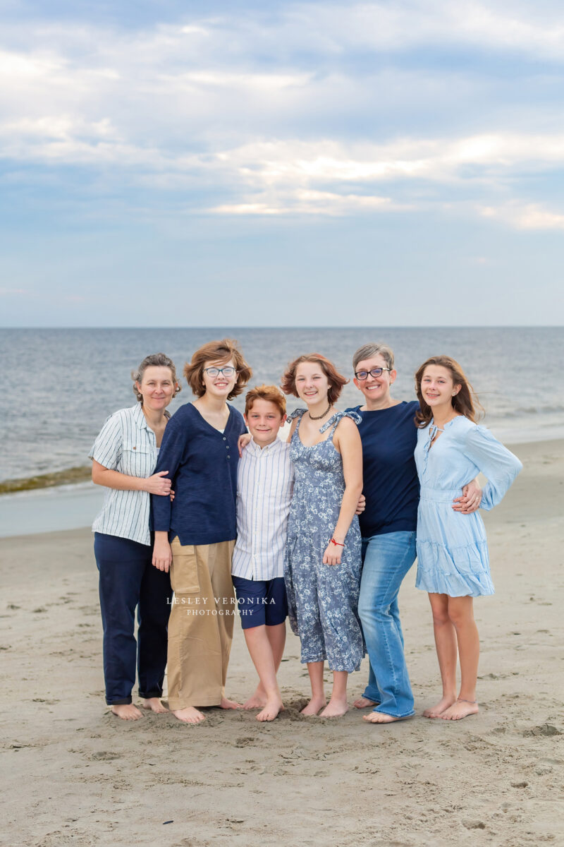 family portraits, oak island, beach portraits, family photographer, family with older kids