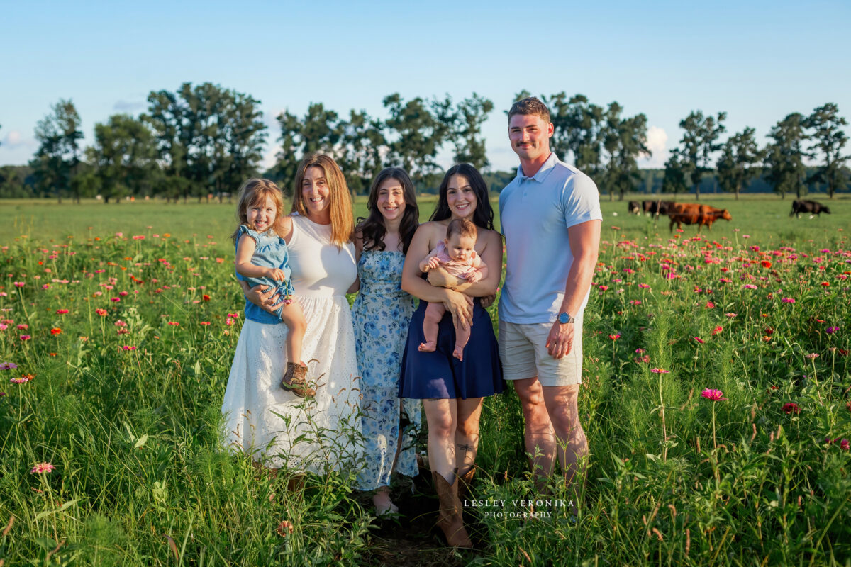family photographer, north carolina, flower field portraits, generational family session
