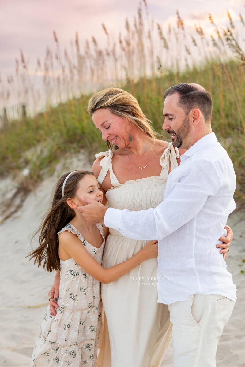 wrightsville beach family photographer, family of three, older kids